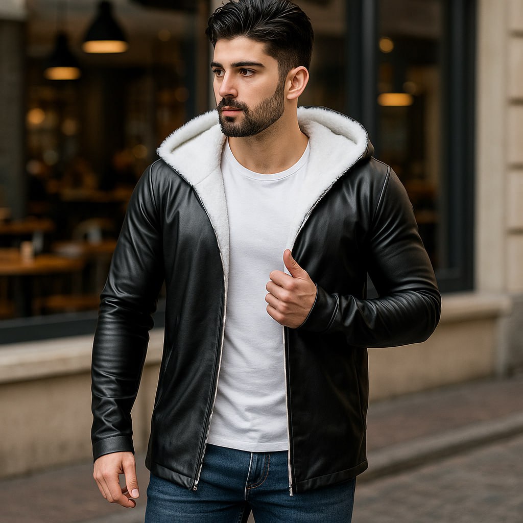 شنل چرم مردانه مدل Rozbeh