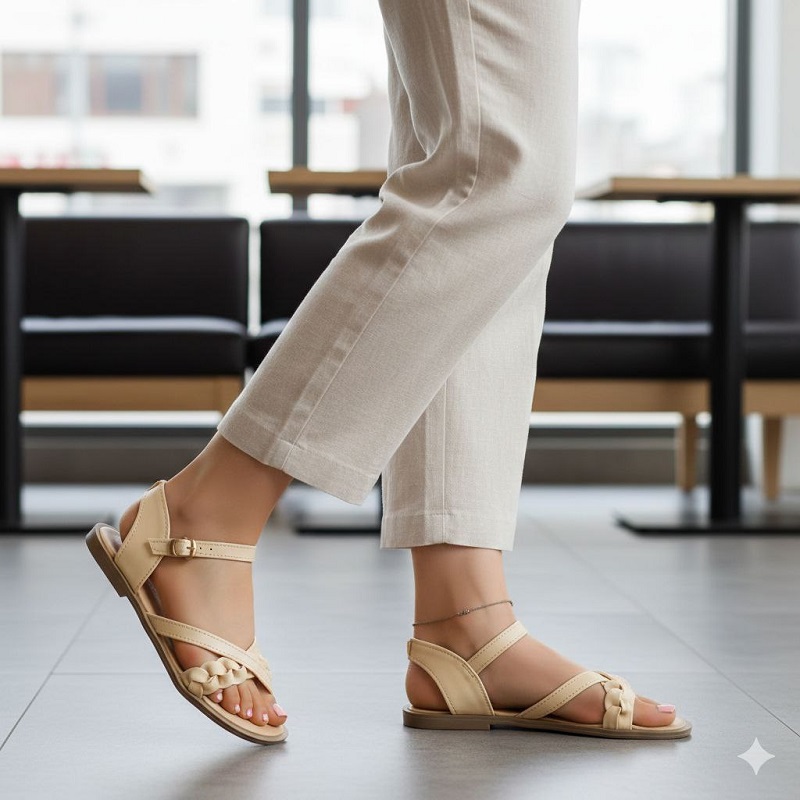 صندل دخترانه کرم مدل alma