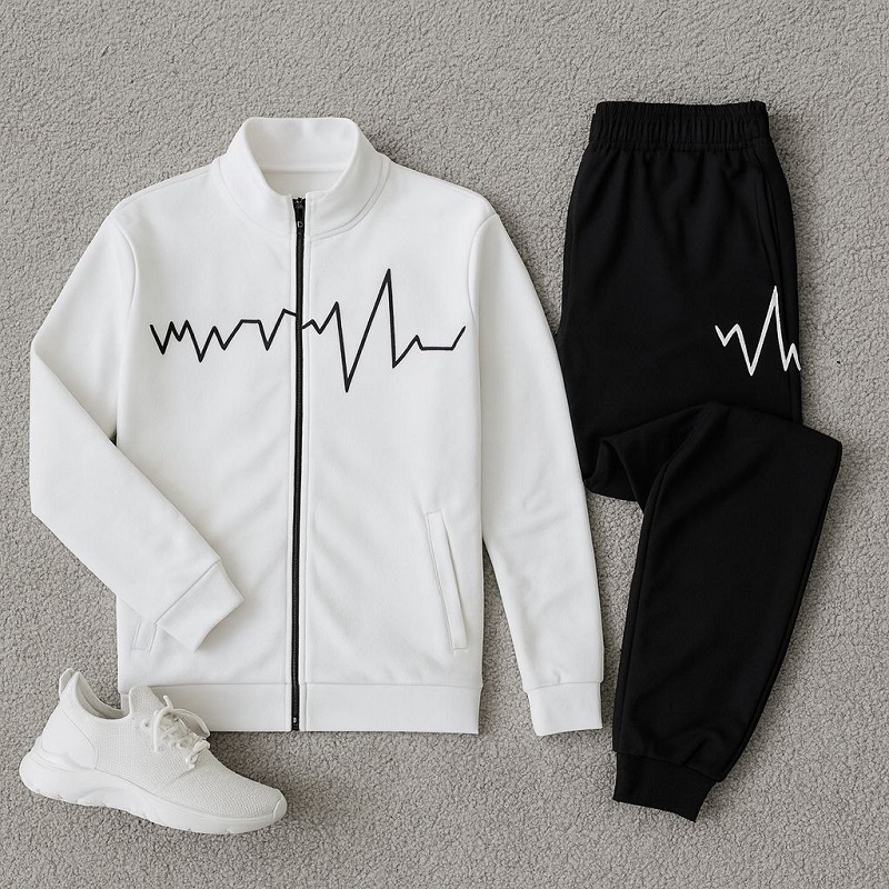 ست سوئیشرت شلوار مردانه سفید مدل EKO